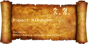 Kupecz Nikander névjegykártya